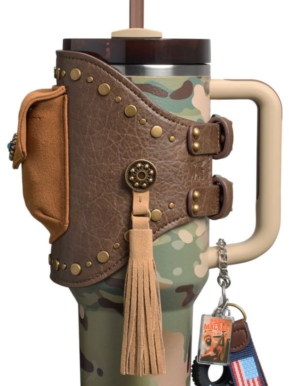 Stanley x Post Malone Brown Pouch Insulated Tumbler with Posty Co. Logo Charms